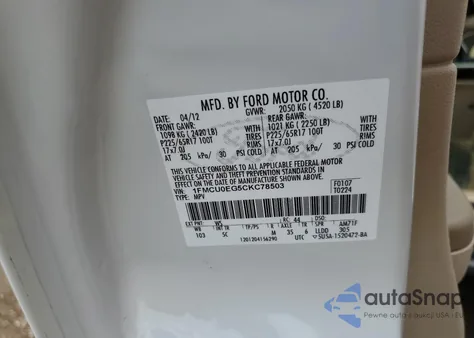 2012 Ford Escape Limited from USA, damaged, VIN 1FMCU0EG5CKC78503